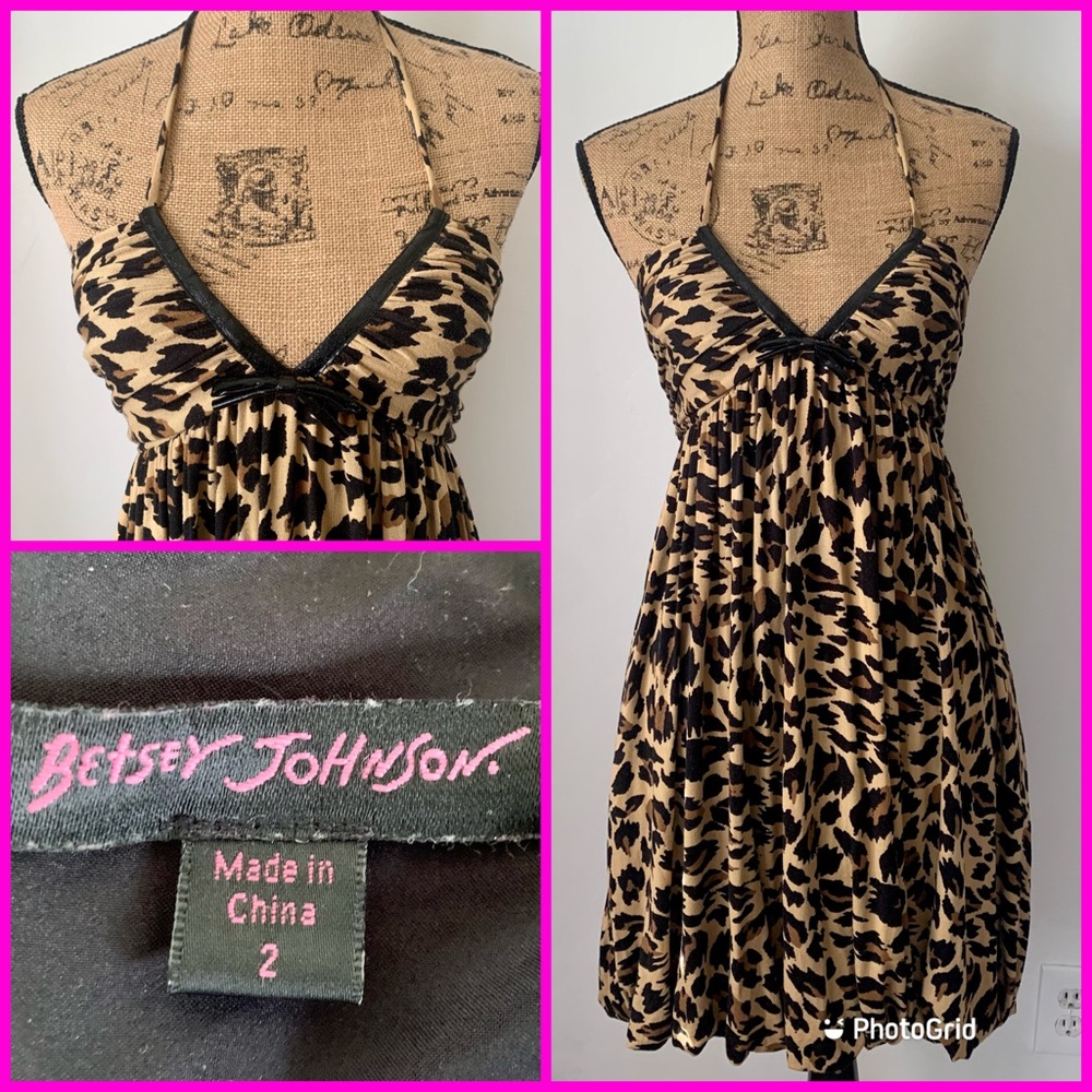 Betsey Johnson leopard jersey knit bubble dress